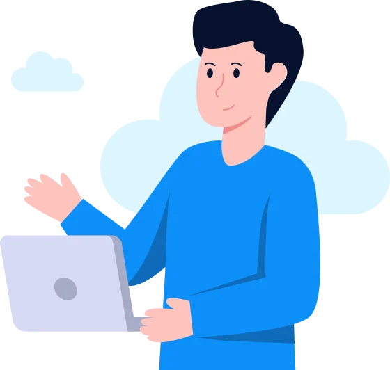 User with Laptop Illustration